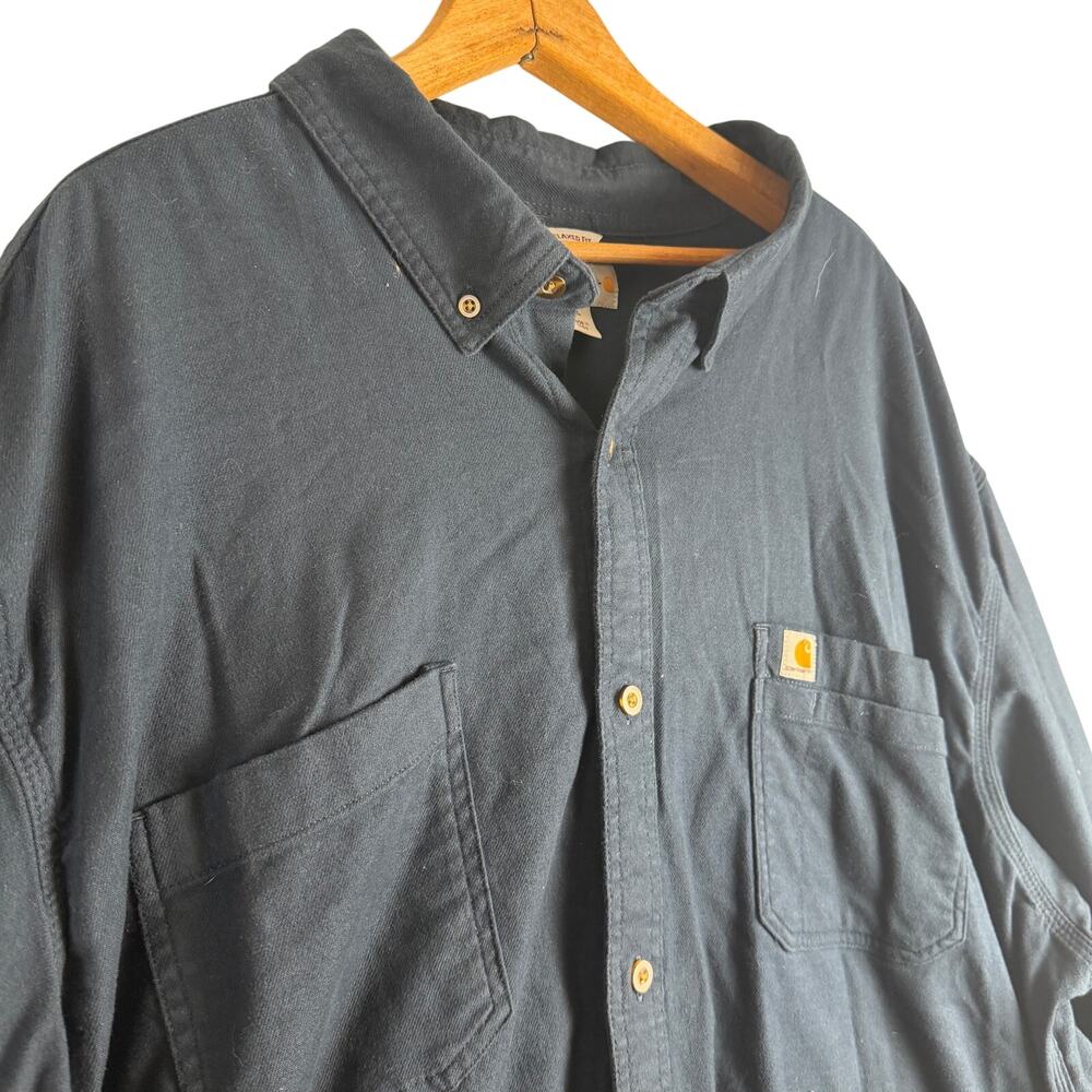 Carhartt  Long Sleeve Shirt Button Down Shirt Men’s Sz 4XL  Loose Fit EUC Blue